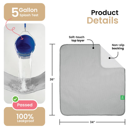 IMPROVIA® Washable Underpads, 34" x 36" (Pack of 4) - Heavy Absorbency Reusable Bedwetting Incontinence Pads for Kids, Adults, Elderly, and Pets - Waterproof Protective Pad for Bed, Couch, Sofa, Floor