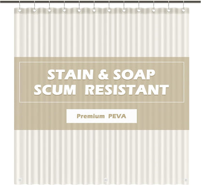 EHZNZIE White Shower Curtain Liner 72x72, PEVA Waterproof Bath Curtain, No Chemical Smell, 3 Weighted Magnets, Durable with Rustproof Metal Grommets