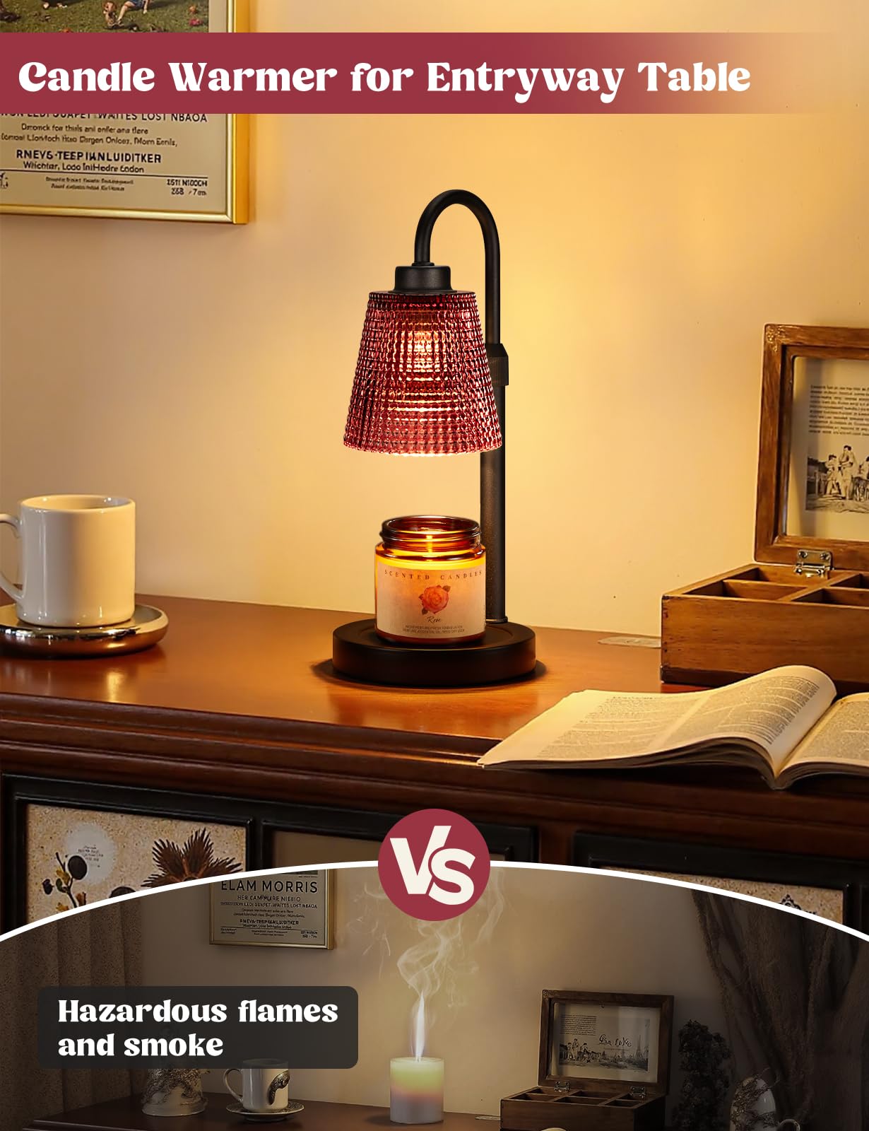 Candle Warmer Lamp with Timer Home Decor Birthday Gifts for Women | Dimmable Candle Warmer for Jar Candles, Height Adjustable Wax Melts Warmer,Room Decor House Warming Gifts New