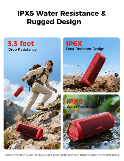 Bluetooth Speaker, 20W HD Sound, Portable Wireless, IPX5 Waterproof, Up to 24H Playtime, TWS Pairing, for Home/Party/Outdoor/Camping/Beach Essentials, Electronic Gadgets, Birthday Gift (Black)