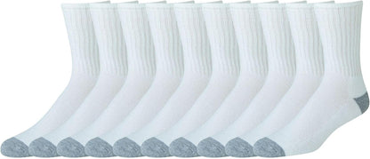 Amazon Essentials Men's Cotton Crew Athletic Moisture Wicking Sports Socks with Cushioned Sole, 10 Pairs