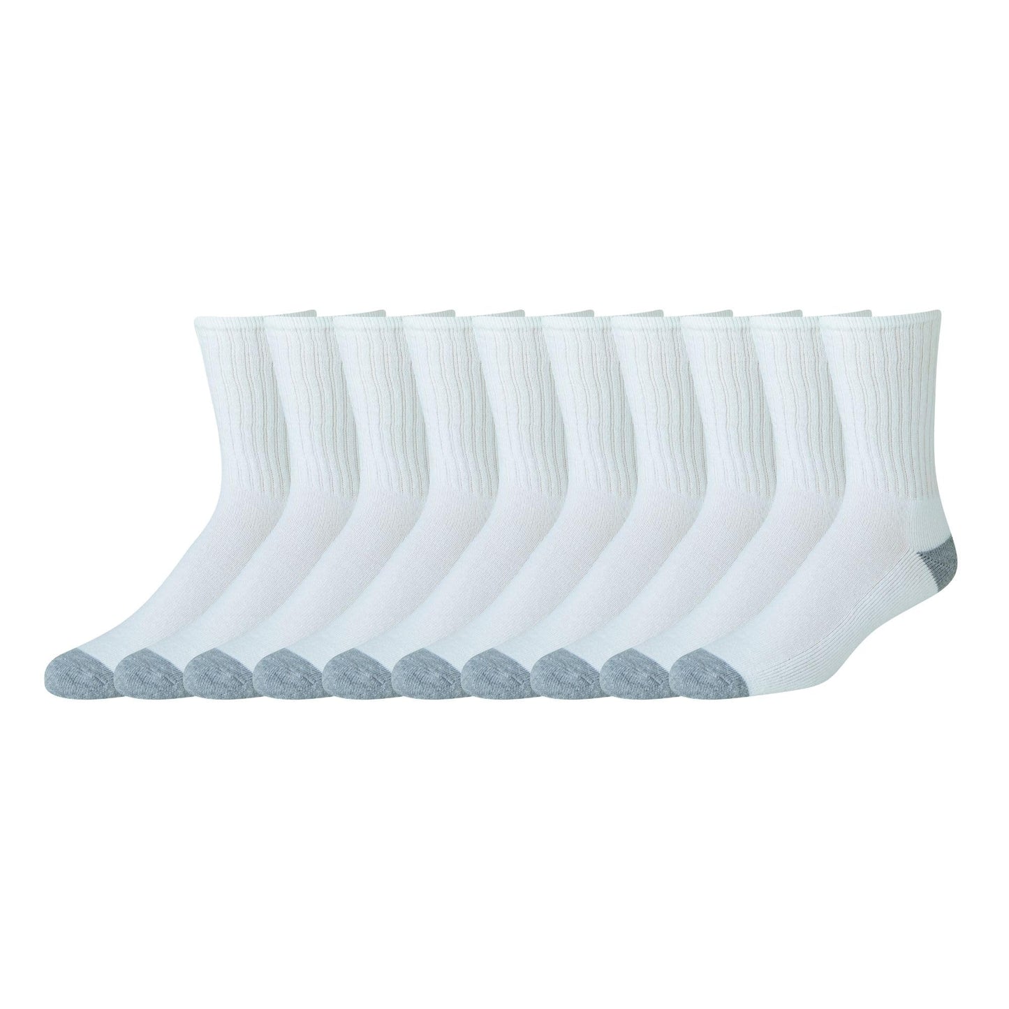Amazon Essentials Men's Cotton Crew Athletic Moisture Wicking Sports Socks with Cushioned Sole, 10 Pairs