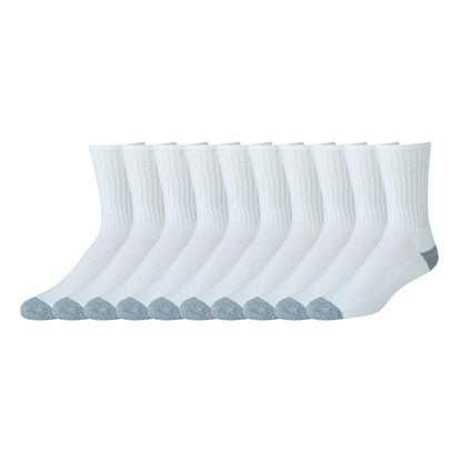 Amazon Essentials Men's Cotton Crew Athletic Moisture Wicking Sports Socks with Cushioned Sole, 10 Pairs