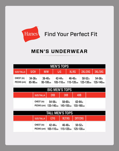 Hanes Men's Tank Undershirt Pack, Cotton Tank Undershirt, Moisture-Wicking, Breathable, White or Grey/Black, Multi-Pack