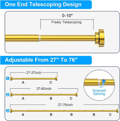 TEECK Shower Curtain Rod, 32-80 inch Adjustable Spring Tension Curtain Rod, Never Rust Anti-Slip Shower Curtain Rod for Bathroom, No Drilling, Never Collapse, Easy to Use, Silver