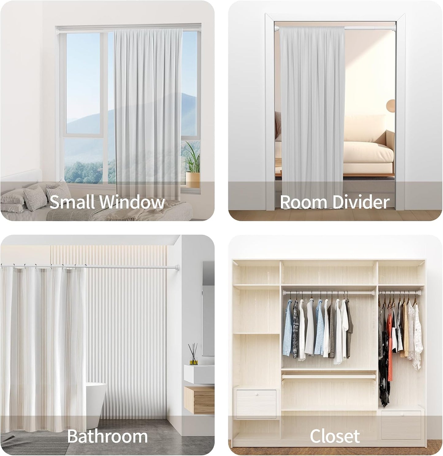 Mcrbeay Shower Curtain Rod, 1" Diameter Heavy Duty Tension Shower Rod | Adjustable 28-74 inch Non Slip No Drill Spring Tension Rod For Bathroom, Shower Stall, No Rust, Bronze