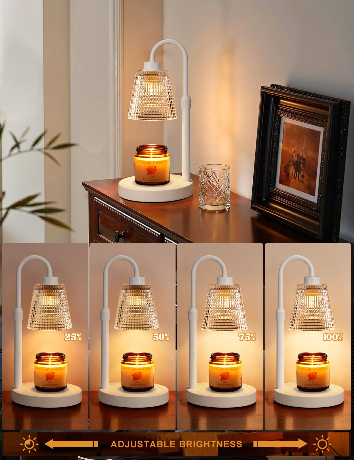 Candle Warmer Lamp with Timer Home Decor Birthday Gifts for Women | Dimmable Candle Warmer for Jar Candles, Height Adjustable Wax Melts Warmer,Room Decor House Warming Gifts New