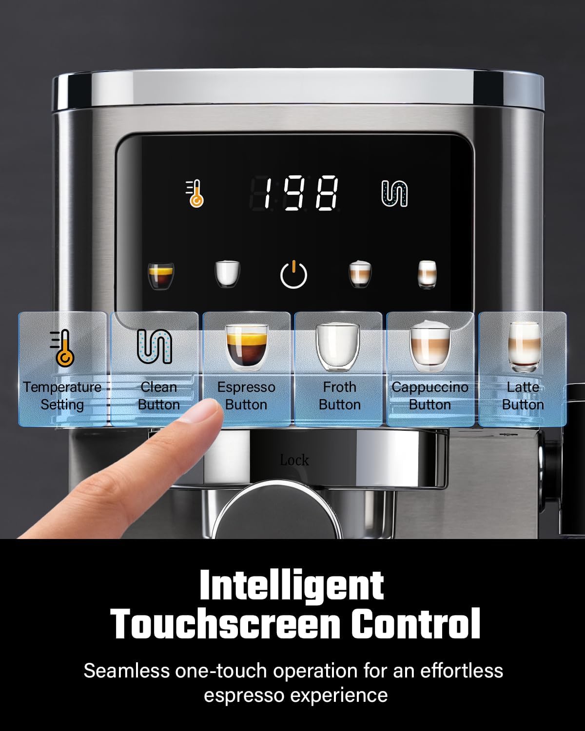 KIDISLE 20 Bar Espresso Machine with Auto Milk Frother & Touchscreen, 1350W | Dual Boiler 1350W Brew +1000W Froth, Pre-Infusion Rich Crema, 44oz Water + 24oz Milk, 3-in-1 Espresso, Cappuccino, Latte