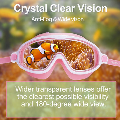 Seago Swim Goggles 2 Pack Anti-Fog Anti-UV Wide View Swimming Goggles for Kids 3-14