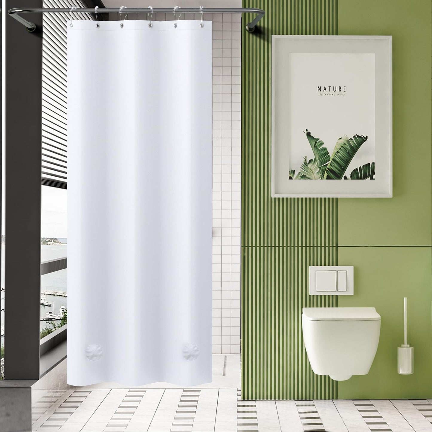 AmazerBath Plastic Shower Curtain Clear Premium PEVA, Clear Shower Curtain Heavy Duty 8G, Weighted Shower Curtains for Bathroom Accessories with 3 Big Stones and 12 Rustproof Grommets, 72x72 Inches