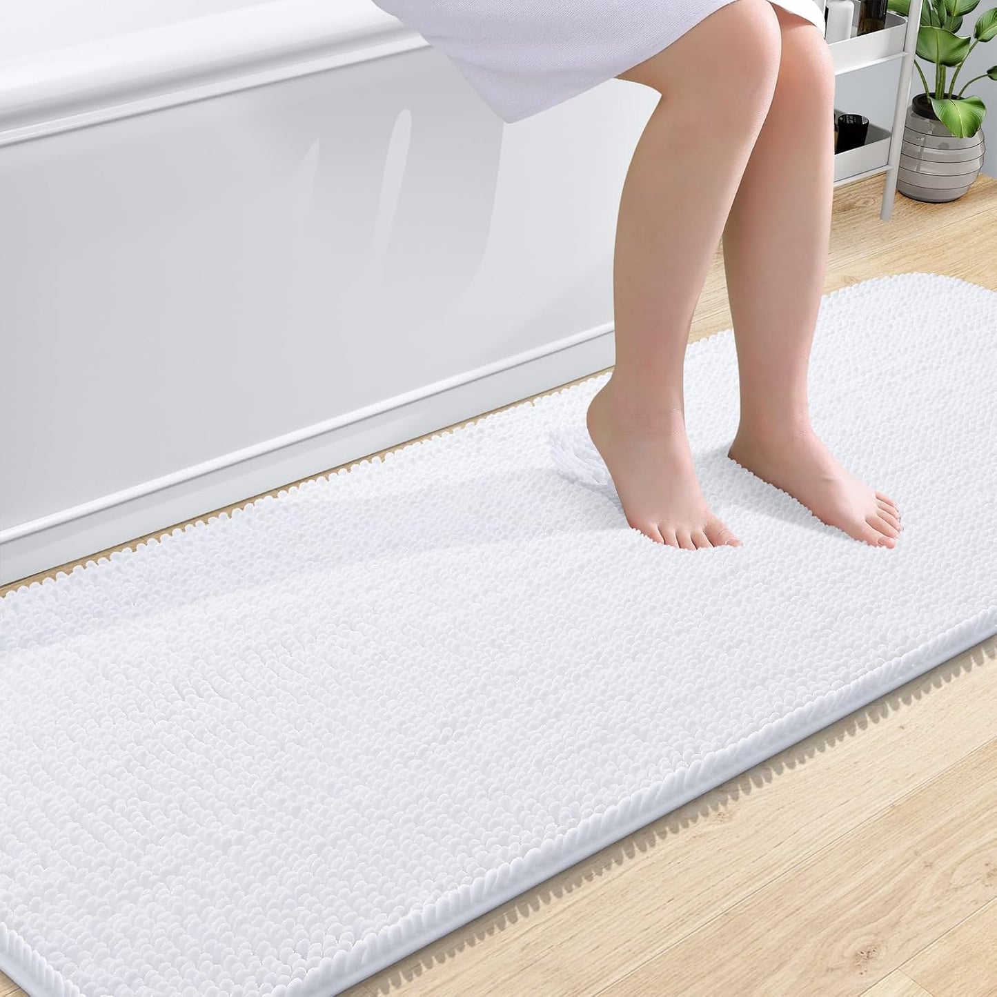 OLANLY Bathroom Rugs 30x20, Extra Soft Absorbent Chenille Bath Rugs | Grey, Quick-Drying Rubber Backing, Machine Washable Bath Mat for Bathroom Floor, Tub and Shower, Home Decor Accessories
