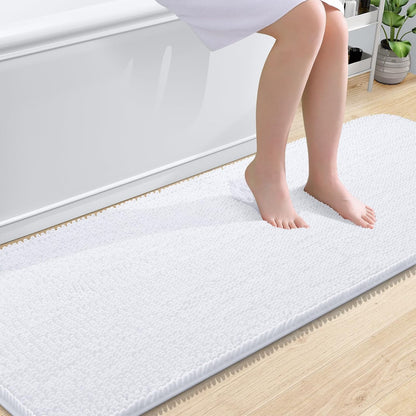OLANLY Bathroom Rugs 30x20, Extra Soft Absorbent Chenille Bath Rugs | Grey, Quick-Drying Rubber Backing, Machine Washable Bath Mat for Bathroom Floor, Tub and Shower, Home Decor Accessories