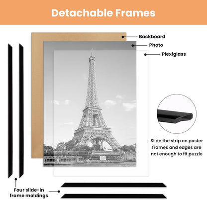upsimples 12x16 Poster Frame, Easy Slide-In Assembly, Black, 3 Pack | Gallery Wall 12 x 16 Picture Frames Set for Family, Wedding, Christmas, Easy to Change Photos
