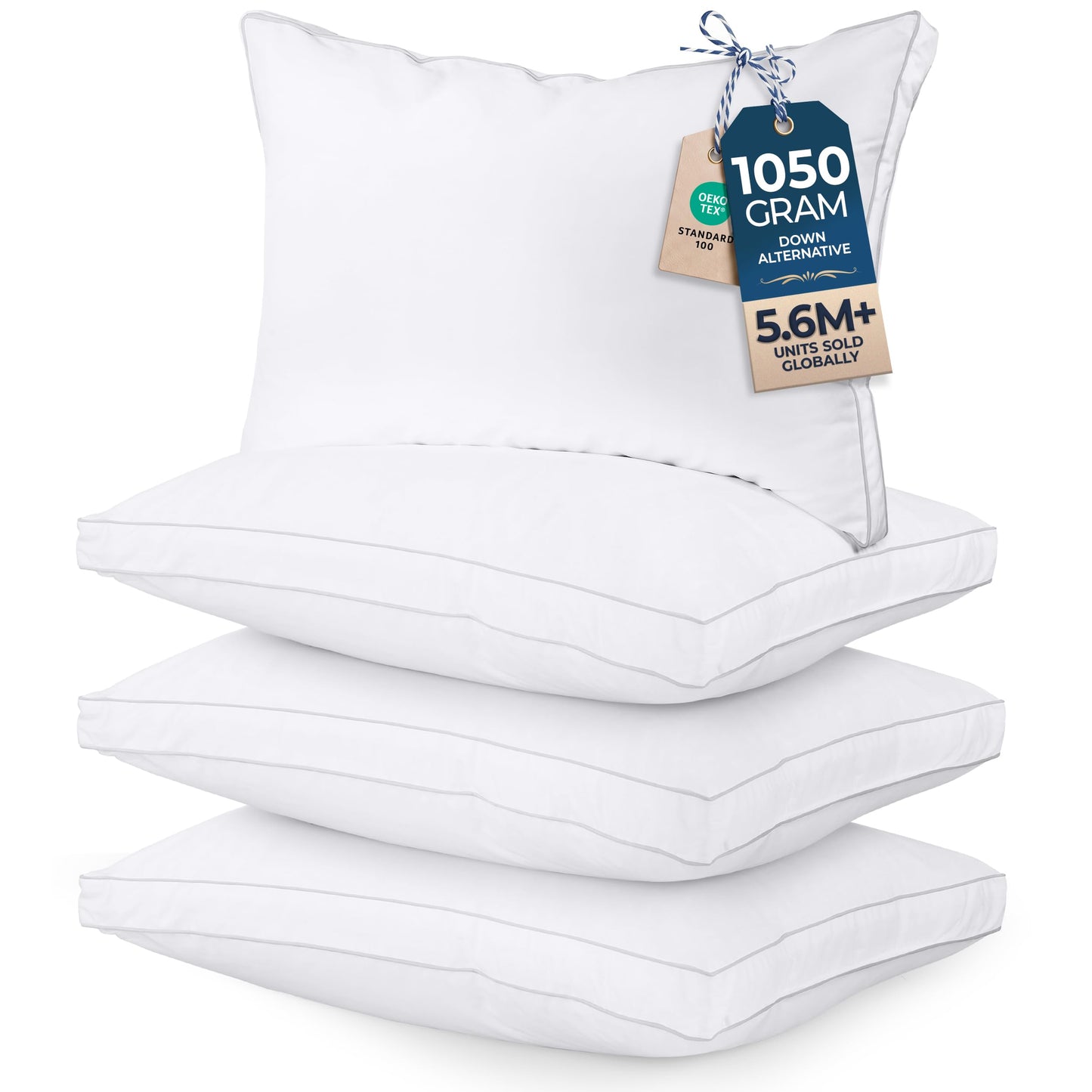 Utopia Bedding Gusset Bed Pillow, Hotel Pillows Queen Size Set of 2, White | Cotton Blended Down alternative pillows for sleeping, soft fluffy cooling comfort for Back, side & stomach sleepers, 2 pack