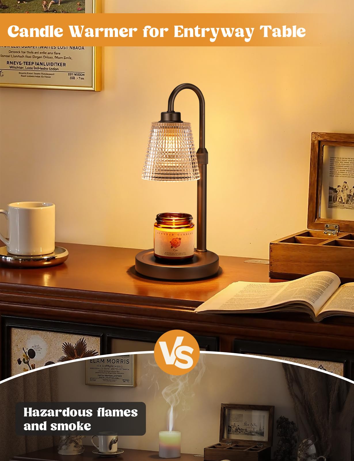 Candle Warmer Lamp with Timer Home Decor Birthday Gifts for Women | Dimmable Candle Warmer for Jar Candles, Height Adjustable Wax Melts Warmer,Room Decor House Warming Gifts New