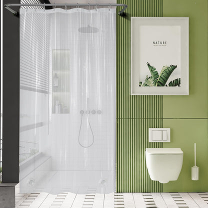 AmazerBath Plastic Shower Curtain Clear Premium PEVA, Clear Shower Curtain Heavy Duty 8G, Weighted Shower Curtains for Bathroom Accessories with 3 Big Stones and 12 Rustproof Grommets, 72x72 Inches