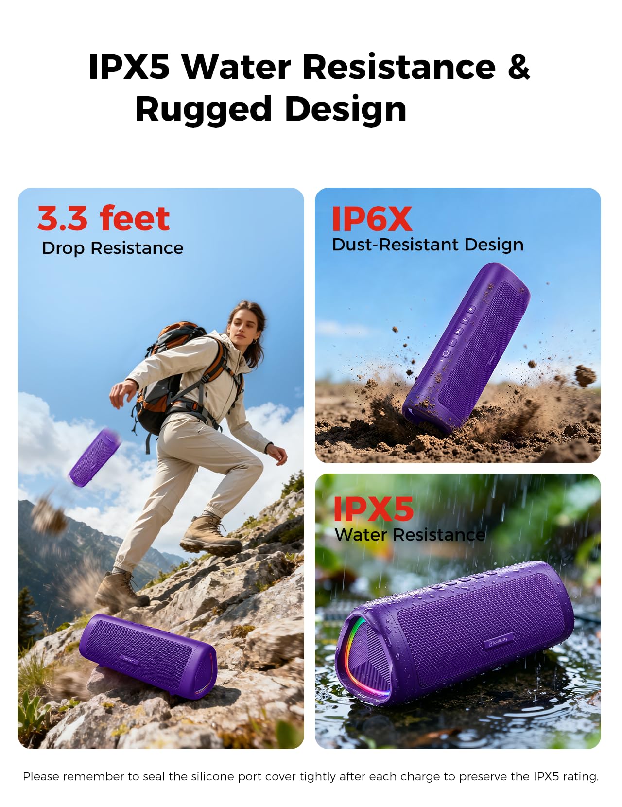 Bluetooth Speaker, 20W HD Sound, Portable Wireless, IPX5 Waterproof, Up to 24H Playtime, TWS Pairing, for Home/Party/Outdoor/Camping/Beach Essentials, Electronic Gadgets, Birthday Gift (Black)