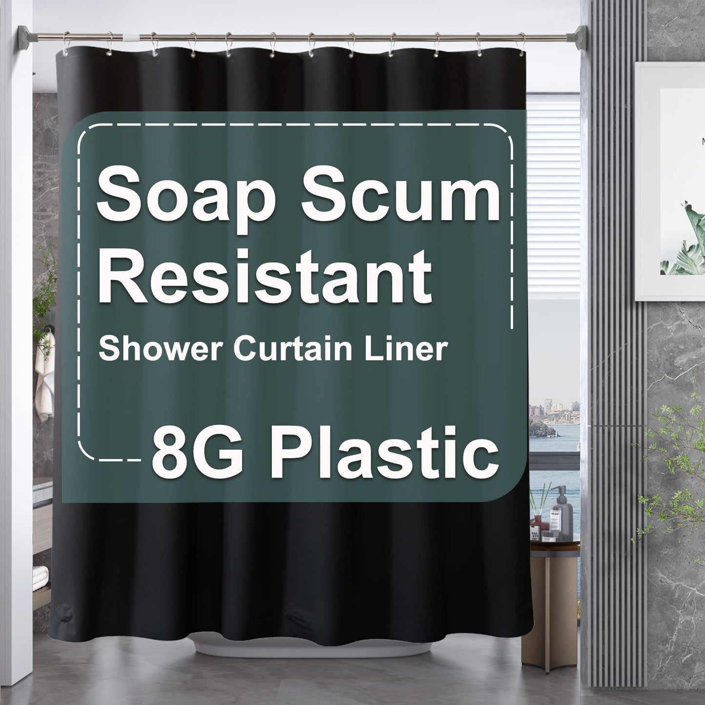 AmazerBath Plastic Shower Curtain Clear Premium PEVA, Clear Shower Curtain Heavy Duty 8G, Weighted Shower Curtains for Bathroom Accessories with 3 Big Stones and 12 Rustproof Grommets, 72x72 Inches