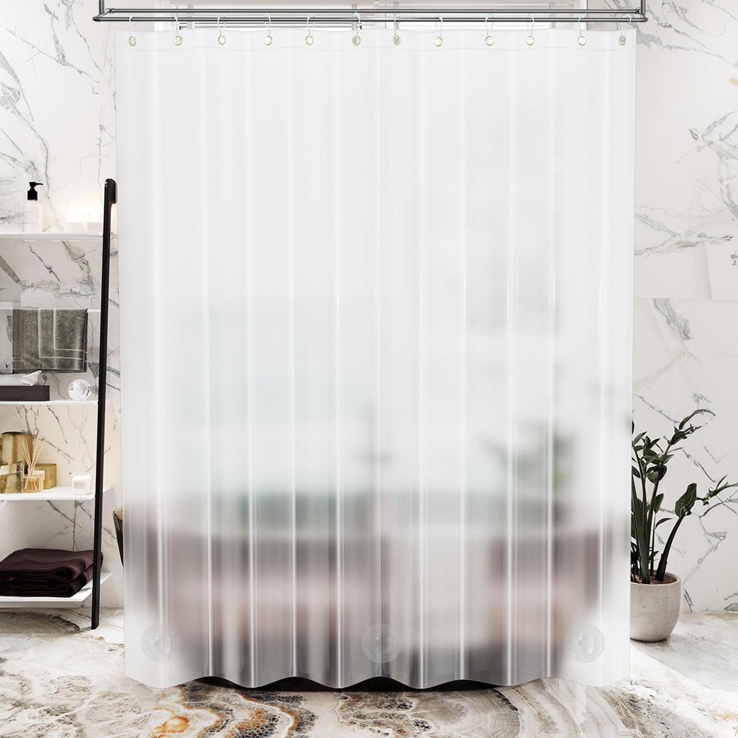 AmazerBath Plastic Shower Curtain Clear Premium PEVA, Clear Shower Curtain Heavy Duty 8G, Weighted Shower Curtains for Bathroom Accessories with 3 Big Stones and 12 Rustproof Grommets, 72x72 Inches