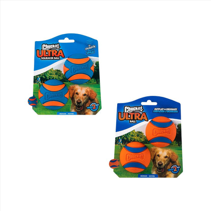 Chuckit! Ultra Ball Dog Toy, Durable Rubber, Medium 2.5-in, 2 Pack | Made from Durable Rubber with an Extra-Thick Core, This Bouncy Fetch Ball Floats in Water for Lasting Games of Fetch