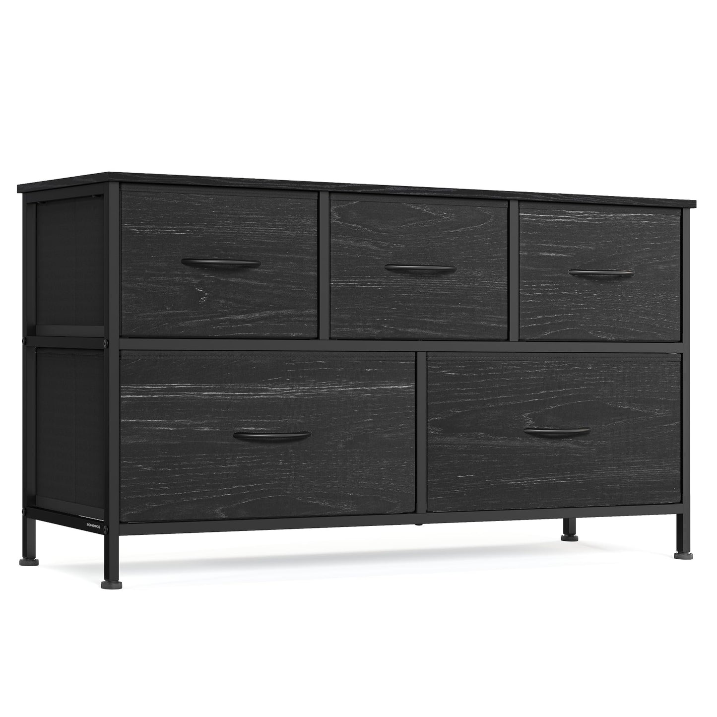 SONGMICS BELLAH Collection - Dresser for Bedroom, Chest of Drawers, Storage Organizer Unit, Closet, Entryway, Steel, 4 Drawers, Modern, Ink Black and Ebony Black ULGS314B01S