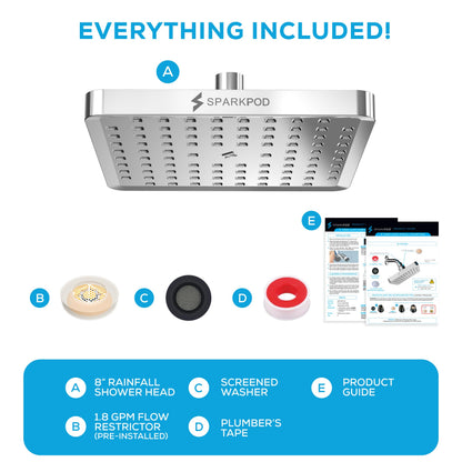 SparkPod Rain Shower Head, 6 Inch Round, Luxury Polished Chrome Finish | High Pressure Shower Heads, 90 Nozzles, Adjustable Showerhead, No Tools Needed, Universal Connection