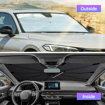 [2026 Upgraded] Windshield Sun Shade Umbrella, Car Sunshade for Trucks&SUVs | UV Protection, Heat Insulation & Automotive Interior Sun Protection for Outdoor Parking Camping (X-Large)