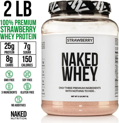 NAKED Whey 1Lb - Only 1 Ingredient, Grass Fed Whey Protein Powder, NSF Certified, Undenatured, No Gmos, No Soy, Gluten Free, Stimulate Growth, Enhance Recovery - 15 Servings