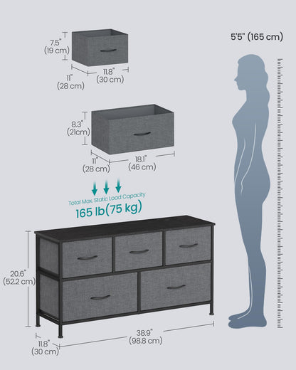 SONGMICS BELLAH Collection - Dresser for Bedroom, Chest of Drawers, Storage Organizer Unit, Closet, Entryway, Steel, 4 Drawers, Modern, Ink Black and Ebony Black ULGS314B01S