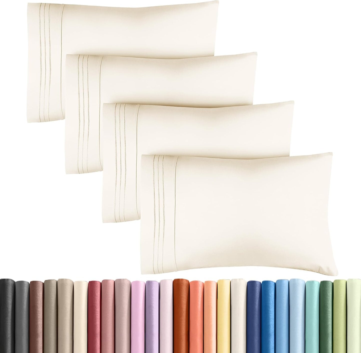 King Pillow Cases Set of 2 - Ultra Soft Cozy Pillowcase Covers - White | Hotel Quality, Comfortable Bedding for Women, Men, Kids & Teens, Machine Washable Pillow Protectors, 2 Piece Set, King Size