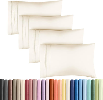 King Pillow Cases Set of 2 - Ultra Soft Cozy Pillowcase Covers - White | Hotel Quality, Comfortable Bedding for Women, Men, Kids & Teens, Machine Washable Pillow Protectors, 2 Piece Set, King Size