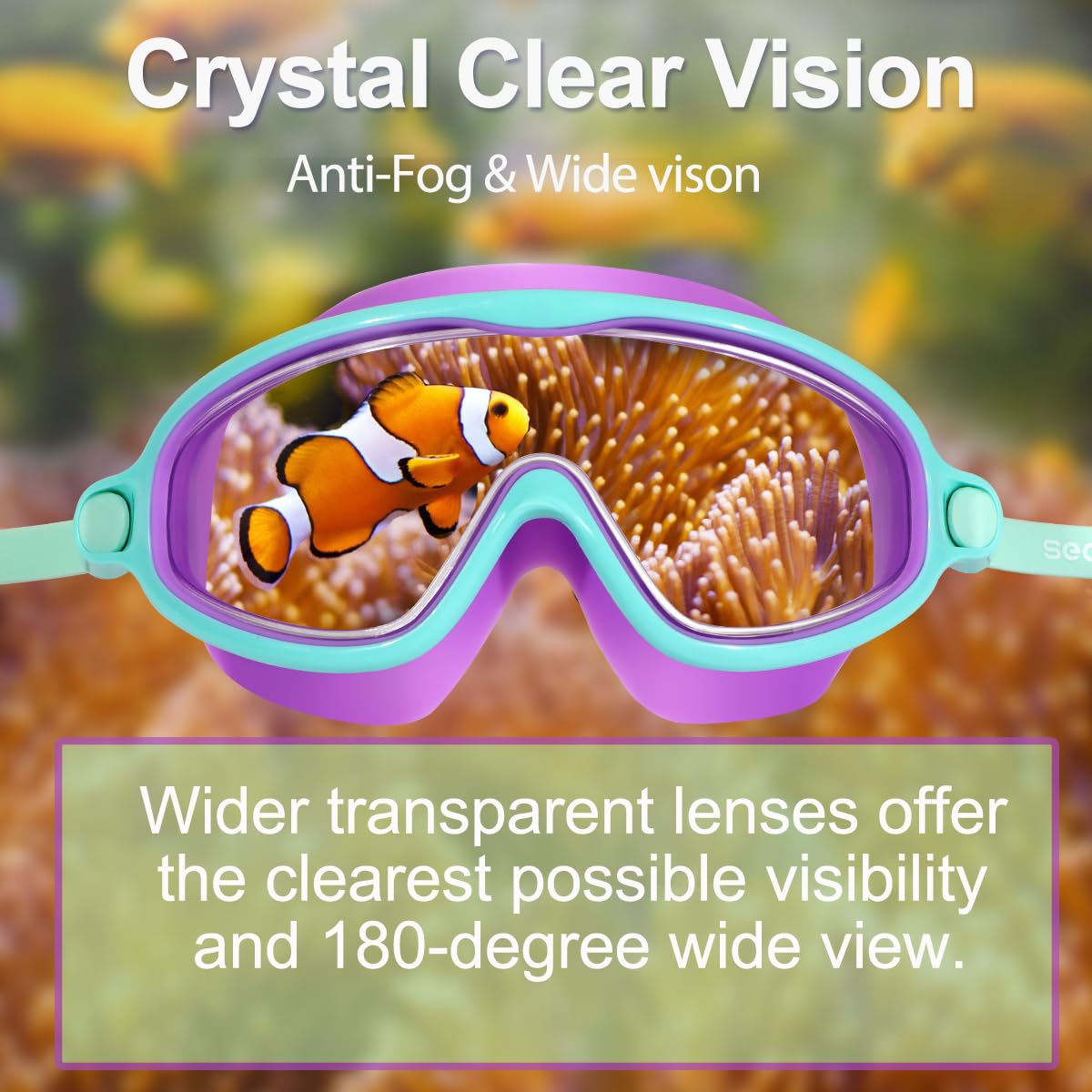 Seago Swim Goggles 2 Pack Anti-Fog Anti-UV Wide View Swimming Goggles for Kids 3-14