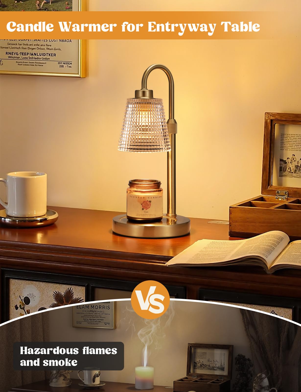 Candle Warmer Lamp with Timer Home Decor Birthday Gifts for Women | Dimmable Candle Warmer for Jar Candles, Height Adjustable Wax Melts Warmer,Room Decor House Warming Gifts New