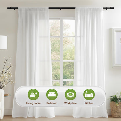 Curtain Rods 30-60 Inch, Adjustable Black Curtain Rods for Windows 2 Pack | 5/8" Diameter for 30-54 Inch Windows, Spliced Window Treatment Rod with Brackets, Long Small Rod for Bedroom, Living Room