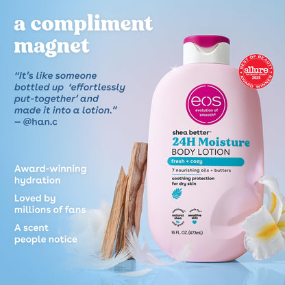 eos Shea Better Body Lotion- Vanilla Cashmere, 24-Hour Moisture, 16 fl oz