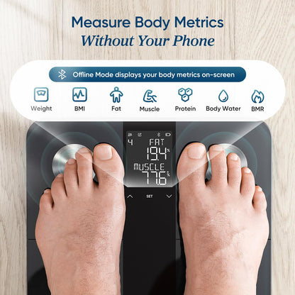Etekcity Smart Scale for Body Weight, Body Fat and BMI, FSA Eligible | HSA Eligible, Bathroom Scale with Muscle Mass, Accurate Bluetooth App Sync, LED Display and Tempered Glass