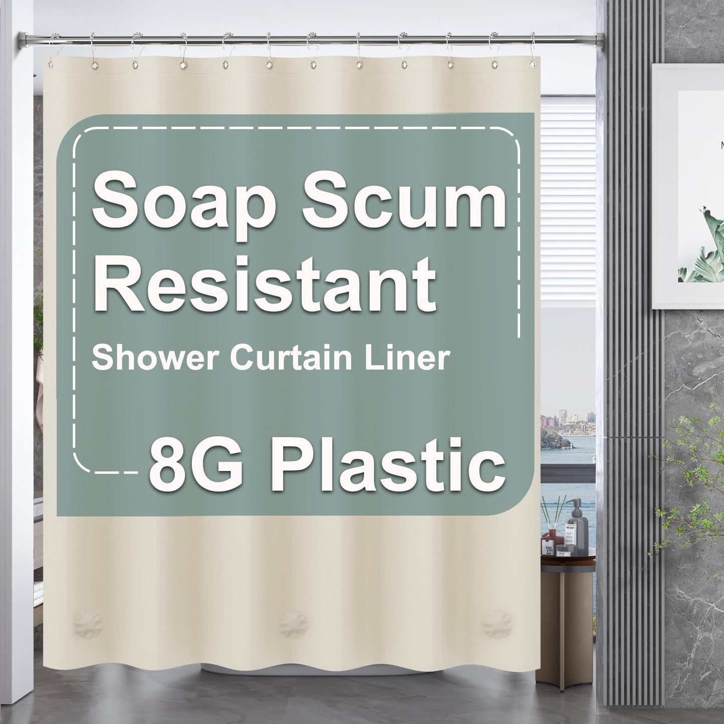 AmazerBath Plastic Shower Curtain Clear Premium PEVA, Clear Shower Curtain Heavy Duty 8G, Weighted Shower Curtains for Bathroom Accessories with 3 Big Stones and 12 Rustproof Grommets, 72x72 Inches