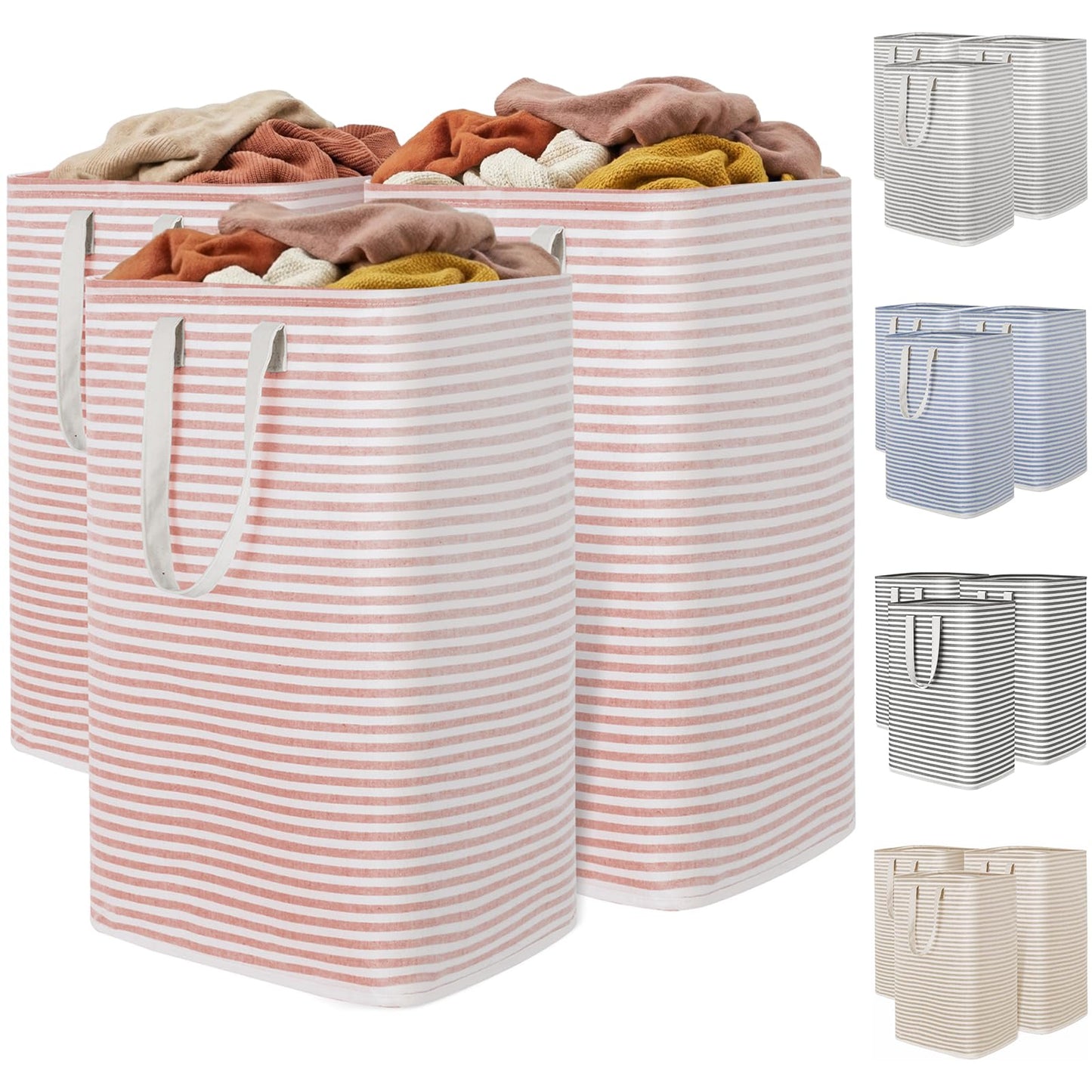 Lifewit 2 Pack Laundry Basket 80L Each, Collapsible Clothes Hamper with Reinforced Handles, Freestanding Waterproof Design for Bedroom and Laundry Room, Grey 160L Total