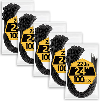 Zip Ties Assorted Sizes(4”+6”+8”+12”), 400 Pack, Black Cable Ties, UV Resistant Wire Ties by ANOSON