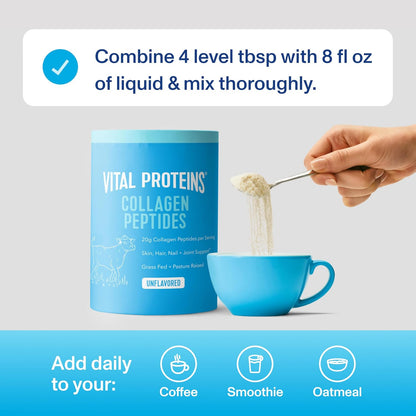 Vital Proteins Collagen Peptides Powder, Unflavored, 9.33oz | Grass-Fed Collagen Peptides, Supports Hair Skin & Nails, Bones & Joints, 13 Servings