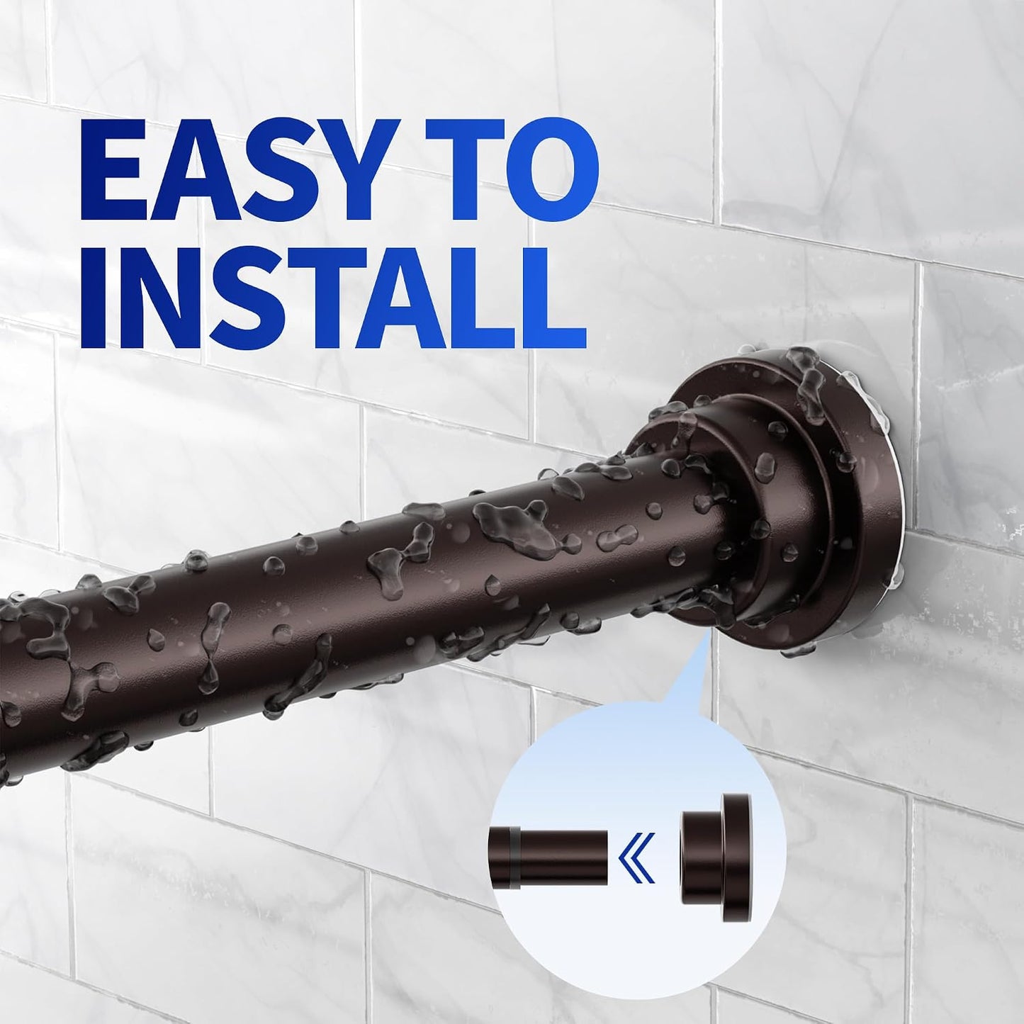Mcrbeay Shower Curtain Rod, 1" Diameter Heavy Duty Tension Shower Rod | Adjustable 28-74 inch Non Slip No Drill Spring Tension Rod For Bathroom, Shower Stall, No Rust, Bronze