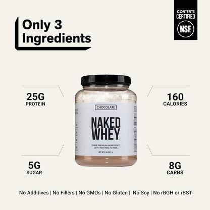 NAKED Whey 1Lb - Only 1 Ingredient, Grass Fed Whey Protein Powder, NSF Certified, Undenatured, No Gmos, No Soy, Gluten Free, Stimulate Growth, Enhance Recovery - 15 Servings