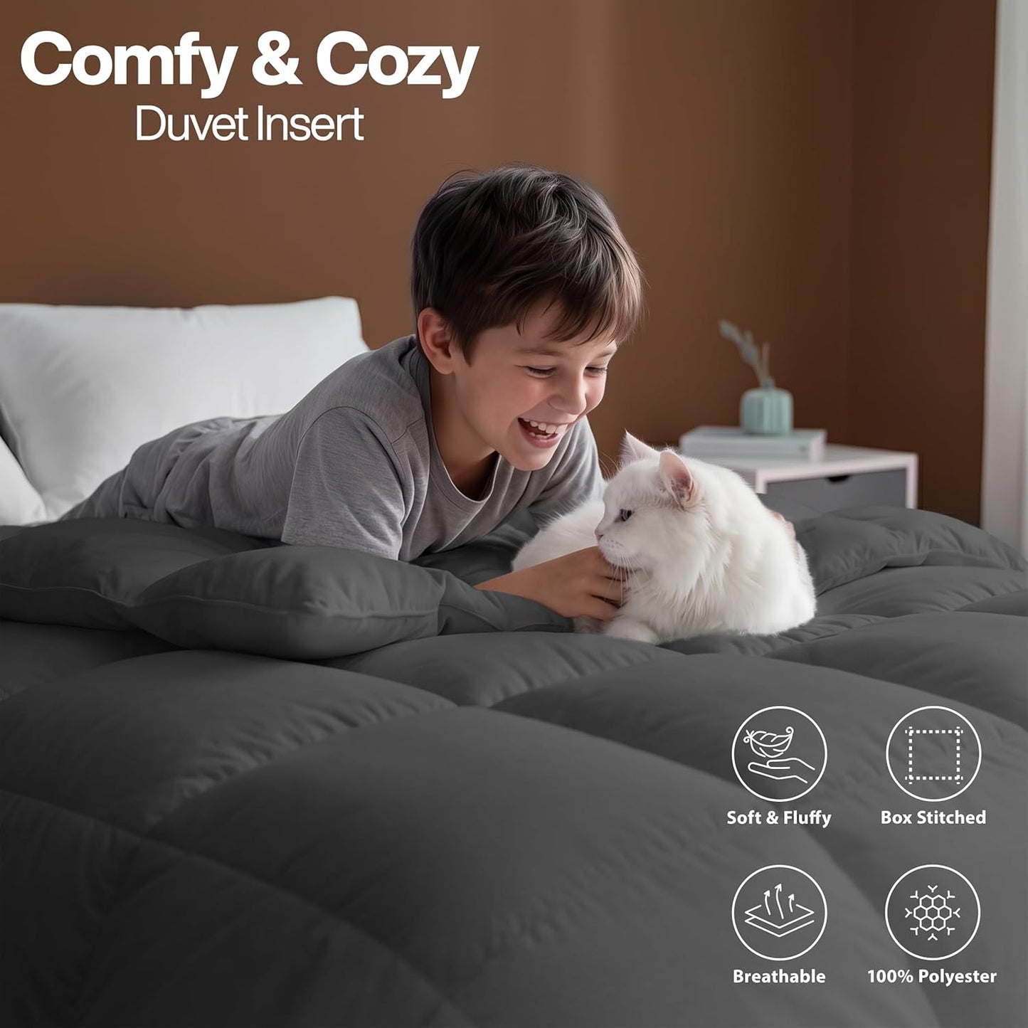 Utopia Bedding Queen Comforter 2 Pack, Duvet Insert, White, 88 x 88 Inches | Soft and Fluffy Down Alternative Bed Comforter, All Season, Breathable, Corner Tabs, Box Stitched, Durable, Machine Washable