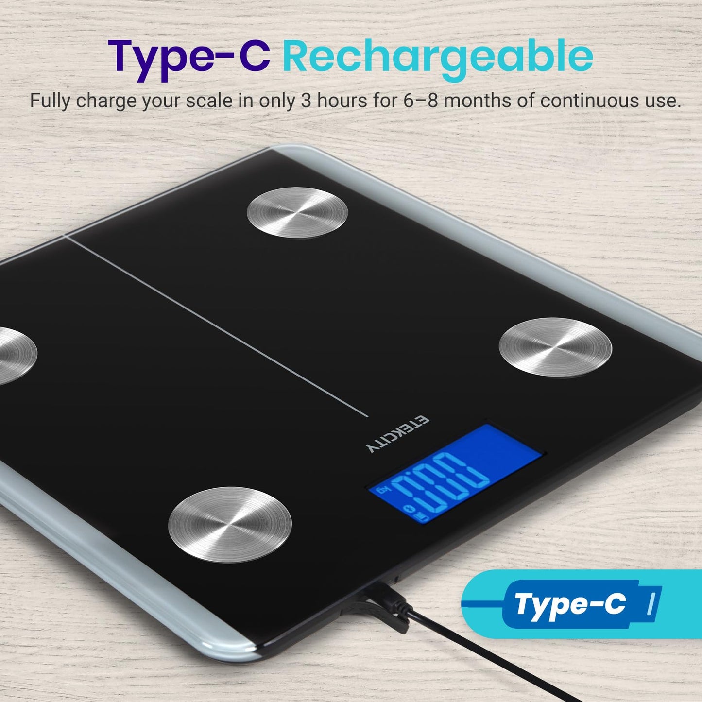 Etekcity Smart Scale for Body Weight, Body Fat and BMI, FSA Eligible | HSA Eligible, Bathroom Scale with Muscle Mass, Accurate Bluetooth App Sync, LED Display and Tempered Glass