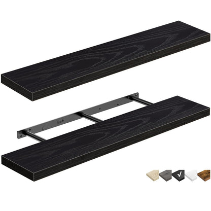 QEEIG Bathroom Floating Shelves for Wall - 15.7" Wall Mounted Shelf Over Toilet Farmhouse Home Decor Display Bookshelf Small 15.7 x 6.7 inch Set of 2, Rustic Brown (008-40BN)
