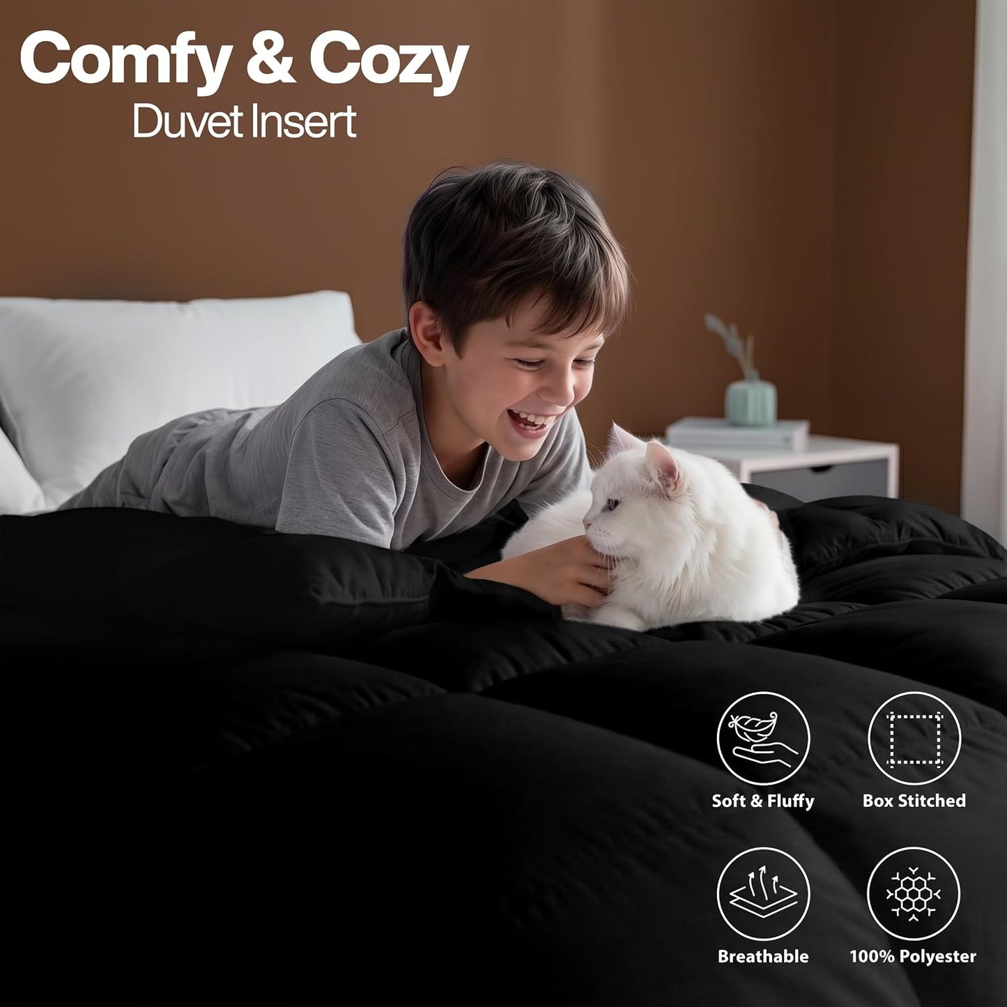 Utopia Bedding Queen Comforter 2 Pack, Duvet Insert, White, 88 x 88 Inches | Soft and Fluffy Down Alternative Bed Comforter, All Season, Breathable, Corner Tabs, Box Stitched, Durable, Machine Washable