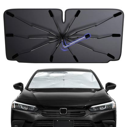 [2026 Upgraded] Windshield Sun Shade Umbrella, Car Sunshade for Trucks&SUVs | UV Protection, Heat Insulation & Automotive Interior Sun Protection for Outdoor Parking Camping (X-Large)