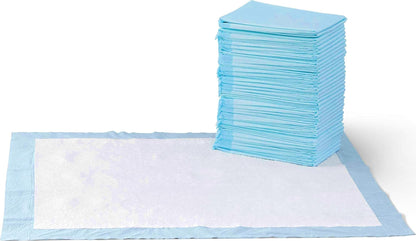 Amazon Basics Leak-Proof Dog and Puppy Potty Training Pee Pads with Quick-Dry 5-Layer Super Absorbent Design, Regular Size 22 x 22 inch, Blue & White, 100 Count