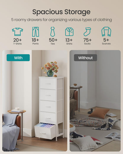 SONGMICS BELLAH Collection - Dresser for Bedroom, Chest of Drawers, Storage Organizer Unit, Closet, Entryway, Steel, 4 Drawers, Modern, Ink Black and Ebony Black ULGS314B01S