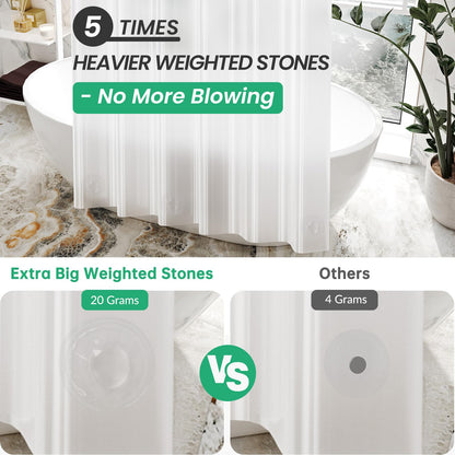 AmazerBath Plastic Shower Curtain Clear Premium PEVA, Clear Shower Curtain Heavy Duty 8G, Weighted Shower Curtains for Bathroom Accessories with 3 Big Stones and 12 Rustproof Grommets, 72x72 Inches